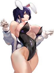 1girls areolae breasts bunny_ears bunny_girl bunnysuit female honkai_impact_3rd huge_breasts large_areolae light-skinned_female light_skin long_hair loooyd nipples ponytail purple_eyes raiden_mei red_eyes thick_thighs wide_hips