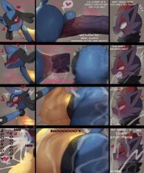 2boys anal anal_sex anthro big_ass big_belly big_penis blue_fur comic cum cum_in_ass cum_inside cum_out_mouth cum_out_nose cum_through cumflation excessive_cum gay huge_ass huge_cock inflation looking_pleasured lucario male male_only penetration pokemon pokemon_(species) sex stomach_bulge syuro tagme textless_version thick_thighs through_wall translated yaoi zorua