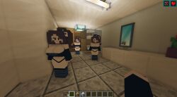 1boy 3girls big_breasts cleavage clones femscrub_(somescrub) game_mod imminent_sex minecraft minecraft_sex_mod minecraft_xxx mod somescrub thong wide_hips