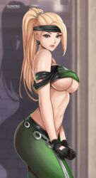 2d alluring athletic_female blonde_hair blue_eyes female female_abs fingerless_gloves fit_female flowerxl gym_pants midway midway_games mortal_kombat mortal_kombat_4 mortal_kombat_armageddon mortal_kombat_deadly_alliance sonya_blade sports_bra sports_bra_lift ultimate_mortal_kombat_3 under_boob