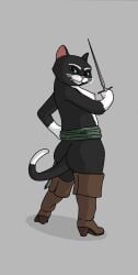 anthro belt black_fur boots butt cat_ears cat_tail dreamworks female female_only kitty_softpaws puss_in_boots_(dreamworks) puss_in_boots_the_last_wish shrek_(series) sword tail thick thick_ass thick_thighs universal_studios white_fur