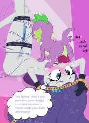 2d 2d_(artwork) 2d_artwork anus artist_request balls blue_eyes blush bondage breasts canine chains cybersquirrel equestria_girls face_fucking fantasy fellatio female_human/male_feral female_on_feral femsub friendship_is_magic maledom maledom_caption my_little_pony naked nipples nude oral penis purple_hair pussy pussy_juice rarity_(eg) rarity_(mlp) sex_toy spike_(mlp) text text_edit vibrator zoophilia