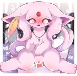 ame_kitsune blush bodily_fluids cum cum_in_pussy cum_inside duo eeveelution espeon female female_penetrated feral first_person_view generation_2_pokemon genital_fluids hi_res looking_at_viewer male male/female male_penetrating male_penetrating_female male_pov nintendo penetration penile penile_penetration penis_in_pussy pink_body pokémon_(species) pokemon pokemon_(species) purple_eyes sex vaginal_penetration