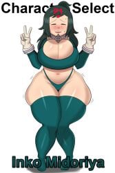 1girls big_ass big_breasts character_select coldarsenal edit female female_only gameoveredits gameplay_mechanics green_hair hero_outfit_(mha) inko_midoriya milf my_hero_academia nervous nervous_smile player_1 solo superheroine thick_thighs thighhighs