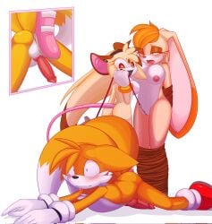 1boy 2girls anal_insertion anthro balls blush boo_(sonic) breasts cand1tty clitoris_chain clitoris_leash ears_down erect_penis erection femdom femsub heel_insertion male_and_female_subs malesub miles_prower multiple_subs possession scared sonic_(series) sonic_oc sonic_the_hedgehog_(series) stepping_on_balls tails tied_arms tied_legs tied_up vanilla_the_rabbit wide_eyed