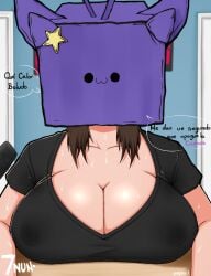 1girls 7nun_(artist) big_areola big_nipples female female_focus female_only indie_virtual_youtuber large_breasts nimu nimu_(cosplay) nimu_(irl) nipples nipples_visible_through_clothing sofía_magaly_santillán_(nimu) spanish_dialogue spanish_text streamer tenia_que_ser_nimu_(meme) twitch virtual_youtuber youtube youtube_hispanic youtuber youtuber_girl