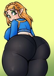 ass ass_focus back_view backside behind_view big_ass big_breasts big_butt big_thighs blonde_female blonde_hair blonde_hair_female breath_of_the_wild elf elf_ears elf_female eyelashes eyeshadow fully_clothed gigantic_ass gigantic_butt green_eyes green_eyeshadow hairclip ham_saus huge_breasts large_ass large_breasts large_butt leggings looking_at_viewer looking_back massive_ass massive_breasts massive_butt panties_under_pantyhose pantylines princess_zelda rear_view see-through shiny_clothes smug the_legend_of_zelda thick thick_ass thick_hips thick_legs thick_thighs zelda_(breath_of_the_wild)