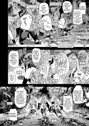 2d 2d_(artwork) 2d_artwork 3girls asanagi big_breasts defeated demon demon_girl english_text fantasy femsub fingering goblin goblin_male hard_translated horns maledom maledom_caption mind_break mindbreak monochrome petplay riding small_dom_big_sub spanking squirting succubus text thank_you translated