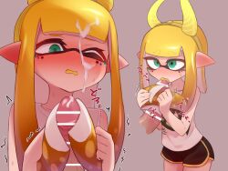 clothed embarrassed inkling inkling_girl k organ_rn splatoon splatoon_3 sucking_penis tentaclejob yellow_hair