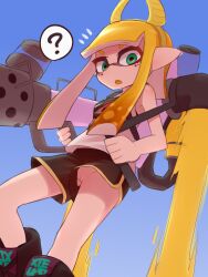 1girls clothed female_only flying inkling inkling_girl k organ_rn pussy solo_focus splatoon splatoon_3