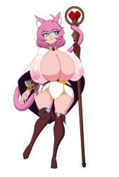 1girls animal_ears big_breasts blue_eyes cait_(coc2) cat_ears cat_tail catgirl corruption_of_champions corruption_of_champions_ii dclzexon feline female female_only giant_breasts gigantic_breasts healer huge_breasts humanoid mage nipples pink_hair solo staff tail thick_thighs thigh_boots top_heavy visible_nipples wide_hips