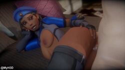 1boy 1girls 3d ana_amari animated animation ass athletic_female blender breasts dark-skinned_female female french_nails human interracial light-skinned_male male male/female myh3d no_sound overwatch tagme video