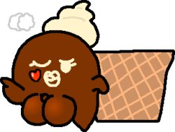 anthro chocolata_(puffy_maker) chocolate female food food_creature heart ice_cream ice_cream_cone lips plump_labia puffy_maker pussy smooch vanilla watermark