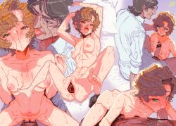 1boy 1girls 69 age_difference anus armpits arms_up bar_censor blowjob body_hair breasts censored curly_hair dilf erection fellatio female full_body green_eyes hari_(quartzshow) licking_ear looking_at_viewer male male_pubic_hair mature_male multiple_scenes naizuri nipples nude nude_female older_male on_back open_mouth oral original paizuri penis pillow_grab pubic_hair pussy short_hair small_breasts spread_legs sweat tears tomboy vaginal_penetration veiny_penis very_short_hair younger_female