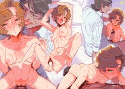 1boy 1girls 69 age_difference anus armpits arms_up bar_censor blowjob body_hair breasts censored cum cum_in_pussy cum_inside curly_hair dilf erection fellatio female full_body green_eyes hari_(quartzshow) licking_ear looking_at_viewer male male_pubic_hair mature_male multiple_scenes naizuri nipples nude nude_female older_male on_back open_mouth oral original paizuri penis pillow_grab pubic_hair pussy short_hair small_breasts spread_legs sweat tears tomboy vaginal_penetration veiny_penis very_short_hair younger_female