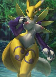 1girls big_breasts breast female furry furry_breasts furry_female furry_only furry_tail girl girls huge_breasts momobeda renamon yiff yiffing