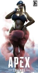 1girls 3d 3d_(artwork) accessory apex_legends beauty_mark belly_button big_breasts bottomwear bracelet bracelets braid braided_hair braided_twintails braids brown_skin chubby chubby_female cleavage collarbone curvaceous curvy curvy_female curvy_figure dark-skinned_female dark_skin dganger69 ear_piercing electronic_arts eye_contact eyelashes eyeshadow female female_focus female_human female_only g-string gloves gold_jewelry headwear hi_res highres human human_only jewelry large_breasts latina lipstick loba loba_(apex_legends) loba_andrade looking_at_viewer makeup mole navel necklace posing respawn_entertainment simple_background standing tattoo thick thick_thighs tied_hair topwear twin_braids twintails underwear voluptuous voluptuous_female wide_hips