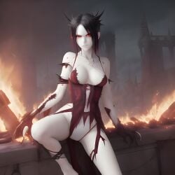 1girls ai_generated blood blush breasts ear eyes female flames hair messy navel panties pointy red ruins see-through see-through_panties skin small_breasts solo stable_diffusion underwear upscaled vampire waifu2x white_skin