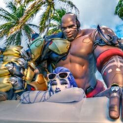 1boy 1girls 3d abs amelie_lacroix bald bald_man blender blenderdemon blizzard_entertainment blue_hair blue_skin cote_d'azur_widowmaker crossed_arms cybernetics dark-skinned_male dark_skin detailed_background doomfist duo female female_penetrated femsub from_behind from_behind_position half-closed_eyes hetero hi_res high_resolution highres interracial larger_male looking_at_partner looking_down looking_pleasured male male/female male_penetrating male_penetrating_female maledom markings mechanical mechanical_arm muscles muscular muscular_male nipples outdoors outside overwatch queen_of_spades robotic_arm sex sex_from_behind smaller_female spade spade_tattoo straight straight_hair sunglasses sunglasses_on_head taken_from_behind tattoo tattooed_arm tattoos tied_hair white_markings widowmaker