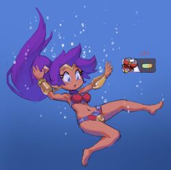 1girls 2016 bikini bikini_armor borvar breasts coloured female female_only front_view human long_hair purple_hair shantae shantae_(character) sketch_lines smooth_skin solo tan_skin underwater wayforward