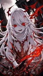 ai_generated blood ear eyes flames hair messy pointy red ruins skin stable_diffusion upscaled vampire waifu2x white