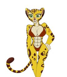 1girls akatsukishiranui-fox alluring anthro anthrofied athletic_female bikini breasts cheetah disney edit female female_abs fit_female fuli green_eyes hand_on_hip legs posing the_lion_guard the_lion_king