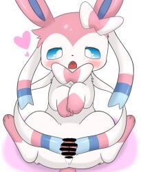 <3_eyes absurd_res ass azuo blue_eyes blush censored eeveelution female feral generation_6_pokemon genitals heart hi_res looking_at_viewer nintendo open_mouth pink_body pokémon_(species) pokemon pokemon_(species) pussy simple_background solo spread_legs spread_pussy spreading sylveon white_background white_body