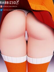 3d ass panties rabbiz3d scooby-doo skirt skirt_lift thighhighs thong velma_dinkley