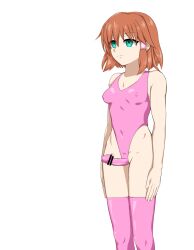 1futa alternate_costume bar_censor bare_legs breasts brown_hair censored clothed clothing covered_nipples empty_eyes fire_emblem fire_emblem:_path_of_radiance futa_only futa_sans_balls futanari green_eyes human legs light-skinned_futanari light_skin medium_penis mind_control mist_(fire_emblem) mostly_clothed nintendo one-piece_swimsuit partially_visible_vulva penis penis_expansion pink_one-piece_swimsuit pink_swimsuit quarter_(quarter_r18) short_hair small_breasts solo solo_futa standing swimsuit white_background