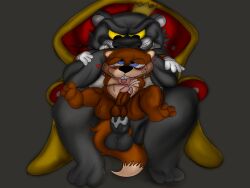 2boys anal anal_sex anthro big_dom_small_sub black_body black_fur blue_eyes bodily_fluids buckteeth chair clothing conker conker's_bad_fur_day crown cum cum_in_ass cum_inside dominant drooling duo evil_look felid fucked_silly full_nelson fur furniture gay genital_fluids gloves handwear heart hi_res jaythefox333 male male/male male_only mammal microsoft muscular muscular_male nintendo on_bottom on_top orange_body orange_fur panther_king pantherine penetration rareware reverse_cowgirl_position rodent saliva sciurid sex short_stack shortstack simple_background sitting size_difference slightly_chubby sweat teeth throne tree_squirrel video_games yaoi yellow_eyes