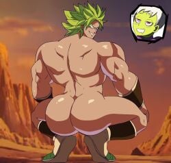 1boy ass big_ass broly broly_(dragon_ball_super) broly_culo cheelai divine_wine dragon_ball dragon_ball_super female functionally_nude green_hair legendary_super_saiyan male male_focus male_only meme saiyan shoes solo_male squatting super_saiyan vampiranhya_(artist)