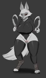 4_toes anthro black_sclera breasts canid canine canis claws death_(puss_in_boots) dreamworks feet female fur genderswap genitals grey_body grey_fur huge_breasts looking_at_viewer mammal nexcoyotlgt puss_in_boots:_the_last_wish puss_in_boots_(dreamworks) puss_in_boots_(film) puss_in_boots_(franchise) puss_in_boots_the_last_wish pussy red_eyes rule_63 shrek_(series) simple_background smile solo tail thick_thighs toe_claws toes universal_pictures universal_studios weapon white_body white_fur wide_hips wolf