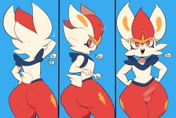 anthro ass balls big_ass bulge cinderace elwilsjeje femboy fur furry furry_only hand_on_hip looking_back male male_only nintendo penis pokémon_(species) pokemon speech_bubble tail text thick_thighs video_games wide_hips