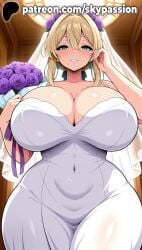 1girls 2025 ai_assisted ai_generated anime artist_name belly black_flower black_rose blonde_hair blush bouquet breasts bridal_veil bride bust chest clothed_female condom_wrapper covered_navel cup curvy dress earrings eyebrows_visible_through_hair female female_focus female_only flower flower_ornament giant_breasts grapes green_flower hair_flower hair_ornament heavy_breasts hi_res high_quality high_resolution highres huge_boobs huge_breasts hydrangea jewelry looking_at_viewer massive_boobs massive_breasts mature_female mole mole_under_eye patreon patreon_username pink_rose pubic_tattoo purple_bow purple_bowtie purple_bra purple_flower purple_headwear purple_nails purple_ribbon purple_rose red_rose rose rose_petals short_hair skypassion smile solo stable_diffusion thick_thighs thorns veil violet_evergarden violet_evergarden_(character) watermark wedding_dress wedding_veil white_dress