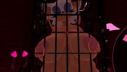 anthro big_breasts cage caged closed_eyes nipple_piercing rouge_the_bat solo_female sonic_(series) sonic_the_hedgehog_(series) thick_thighs vrchat vrchat_avatar vrchat_model