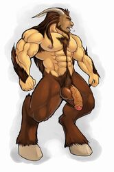 abs balls biceps chest_tuft flaccid furry hairy kartos male male_only muscles pecs penis satyr solo uncut veins