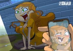 2d busty female female_focus female_only green_eyes h1draw hourglass_figure izzy_(tdi) long_hair partial_male prison prisoner red_hair tagme total_drama_island wide_hips