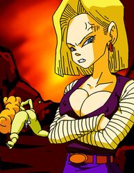 android_18 blonde_hair blue_eyes blue_skin bob_cut comic creampie creampied cum cum_drip cum_dripping cum_dripping_out_of_pussy dboy dragon_ball dragon_ball_z female ginger green_skin human krillin kuririn male medium_hair orange_hair petite pointy_ears zangya