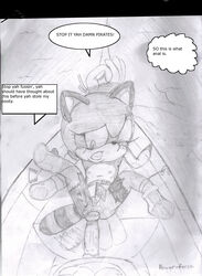 anthro blush bound clothes dar-powerforce english_text female fur furry insertion male marine_the_raccoon monochrome penis raccoon sex sonic_(series) straight tagme text