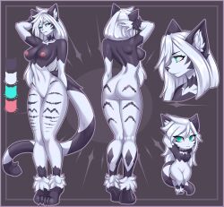 blue_eyes breasts breasts_out cat_ears cat_girl cat_humanoid cat_tail catgirl feline female furry kazllab_vrc nipples nude nude_anthro nude_female pussy tiger tufted_ears tufted_fur tufted_tail vagina vtuber white_hair