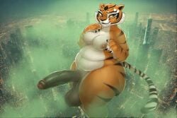 ai_generated anthro ballsack bbw dreamworks fart fart_cloud futanari giantess intersex kung_fu_panda master_tigress perchance_ai tiger_ears tiger_girl