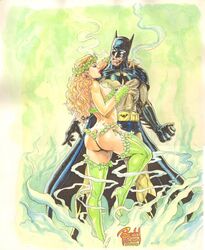 1boy 1girls 2010 ass batman batman_(series) bruce_wayne budd_root butt color colored curvy dat_ass dc dc_comics exposed_ass female long_hair male orange_hair pamela_isley paralyzed poison_ivy redhead seducing superhero traditional_media_(artwork) uncensored