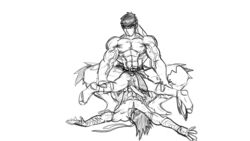 capcom crossover human joe_higashi king_of_fighters male male_only monochrome multiple_males muscles ryu_(street_fighter) sex sketch snk street_fighter tagme tyleraz yaoi