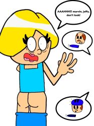 1girls 2boys ass blonde_hair embarrassed erection jeffy jeffy_(sml) marvin_(sml) rose_(sml) shocked sml stepmother supermariologan