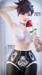 1girls 3d blackedr34 crop_top cum_in_pussy cum_on_body cum_on_breasts cum_on_face female female_only leaking_cum ntr overwatch qos qos_clothing queen_of_spades rose rose_(flower) see-through see-through_clothing solo spade_choker tracer yoga_pants