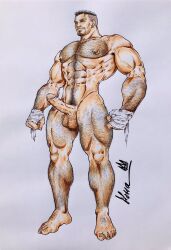 boner erect_penis erection hairy hairy_chest hard_on male male_only muscles muscular muscular_male proud_of_his_cock rodrigolandave8 sketch