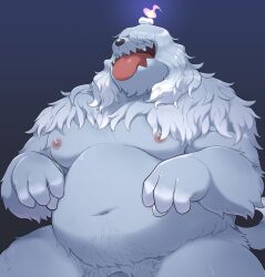 2022 anthro areola arm_tuft barely_visible_genitalia barely_visible_penis belly_tuft blue_body blue_fur candle canid canine crotch_tuft fur generation_9_pokemon genitals greavard hair hair_over_eyes hi_res light lighting male male_focus male_only mammal navel nintendo nipples o-ro overweight overweight_male paw_pose penis penis_base pokémon_(species) pokemon pokemon_(species) pokemorph pose sharp_teeth simple_background sitting solo teeth tongue tongue_out tuft