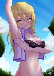 1girls alexis_rhodes arm_up artist_name artist_signature bikini bikini_top female lurenjia nelson94613 tenjouin_asuka yu-gi-oh! yu-gi-oh!_gx