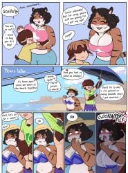 age_difference aged_up beach big_belly big_breasts bulle_(bullelewds) bullelewds cheating cheating_wife chubby chubby_anthro chubby_female color colored comic comic_page cuckold english_text furry furry_female implied_sex instant_loss mind_control realization ring size_comparison size_difference smaller_male text text_bubble thick tiger tiger_girl tiger_stripes time_lapse time_skip undressing wedding_ring