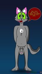 anthro belly cat completely_naked completely_naked_male completely_nude completely_nude_male domestic_cat felid feline furry grey_body grey_fur kenmazu95 miles_grey naked nervous nude toony tufted_ears